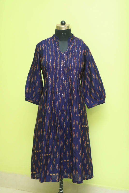 Starry Sky Pintuck High Neck Kurti